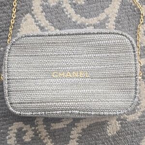 Chanel TWEED Metallic Cosmetic Case W Chain Strap